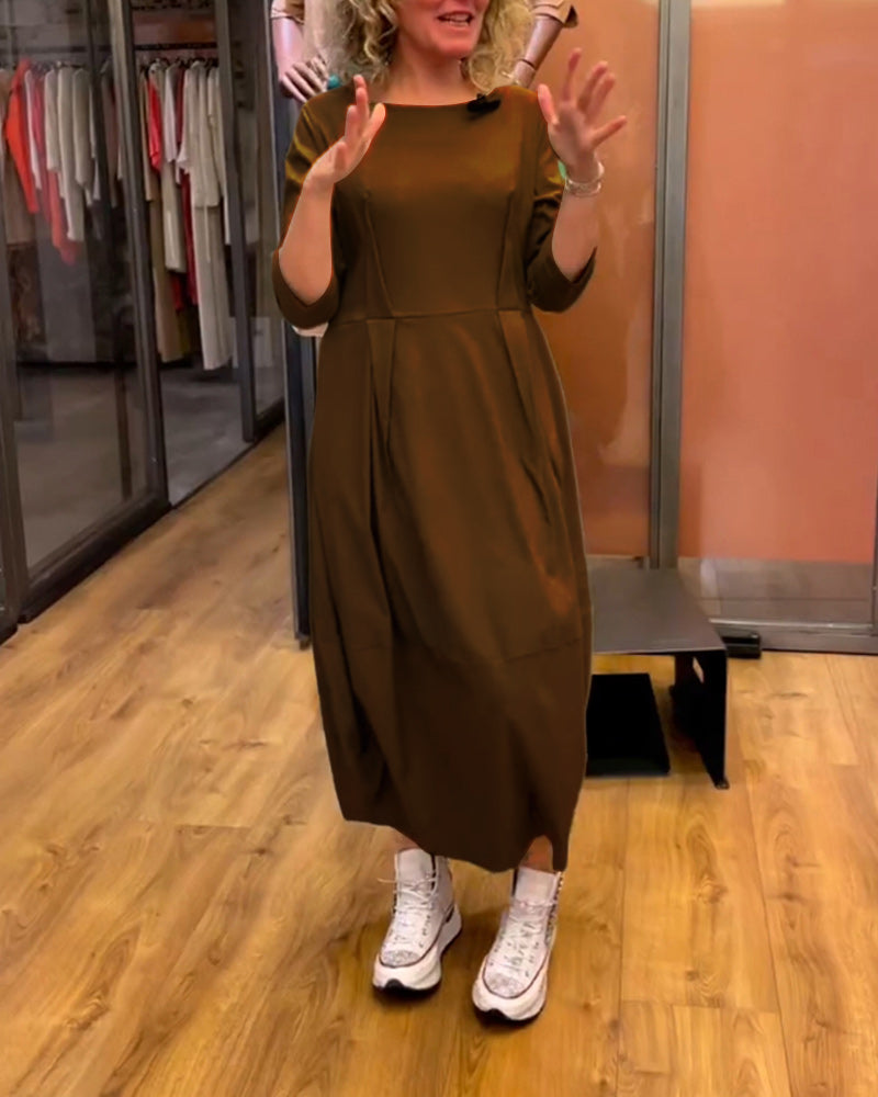 HANELA™ | Sukienka modelująca – okrągły dekolt, elegancki krój, efekt wyszczuplający
