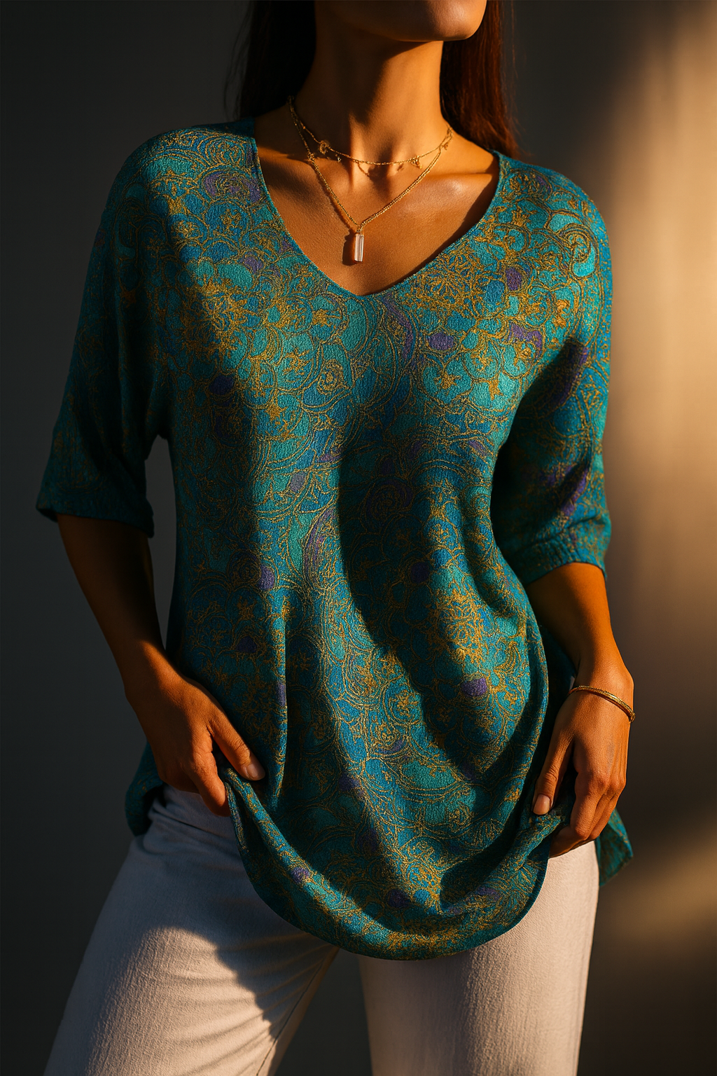 Almira | Elegancka Tunika z Artystycznym Motywem