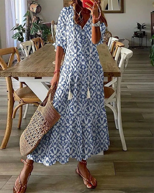 Luna™ | Zwiewna Sukienka Boho z Eleganckim Wzorem