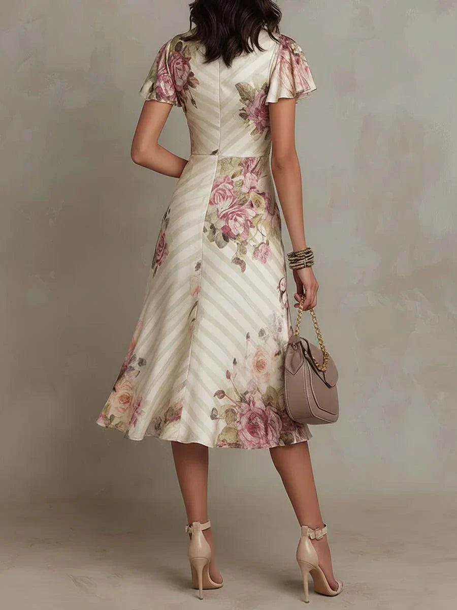 Alba™ | Elegancka sukienka midi w stylu retro z kwiatowym wzorem