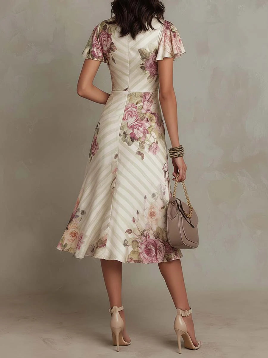 Alba™ | Elegancka sukienka midi w stylu retro z kwiatowym wzorem
