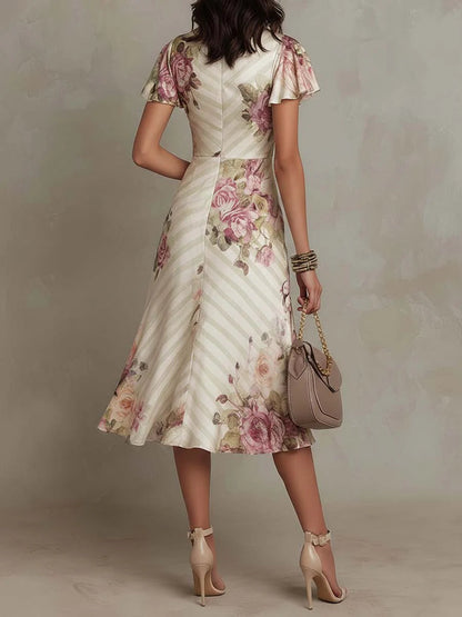 Alba™ | Elegancka sukienka midi w stylu retro z kwiatowym wzorem