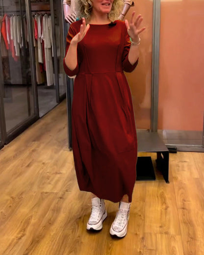 HANELA™ | Sukienka modelująca – okrągły dekolt, elegancki krój, efekt wyszczuplający