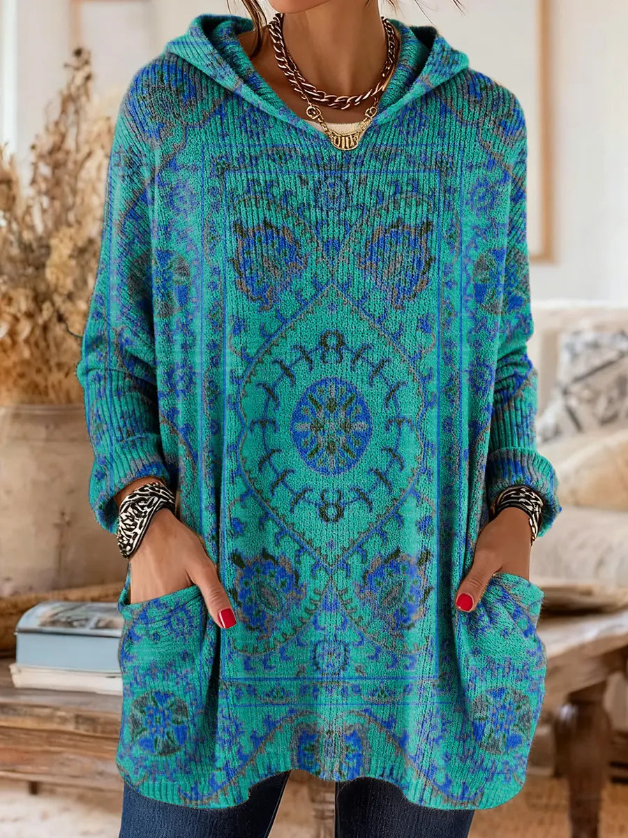 Soraya | Długa Tunika z Kapturem w Stylu Boho
