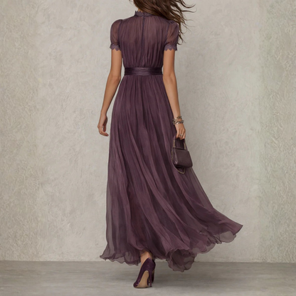 Vivienne™ | Elegancka długa sukienka szyfonowa z koronką