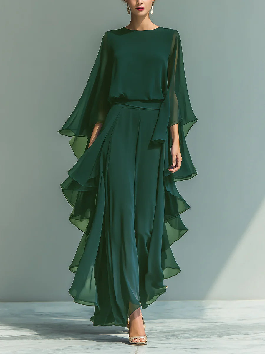 Julia | Zorza | Elegancki szyfonowy garnitur z falbankami