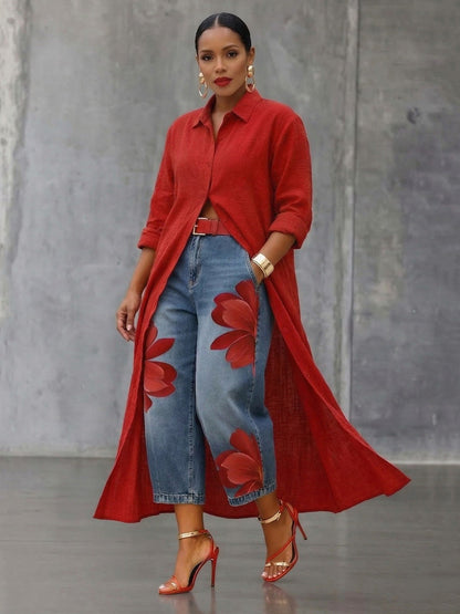 Sophia | Eleganckie Spodnie w Kwiaty
