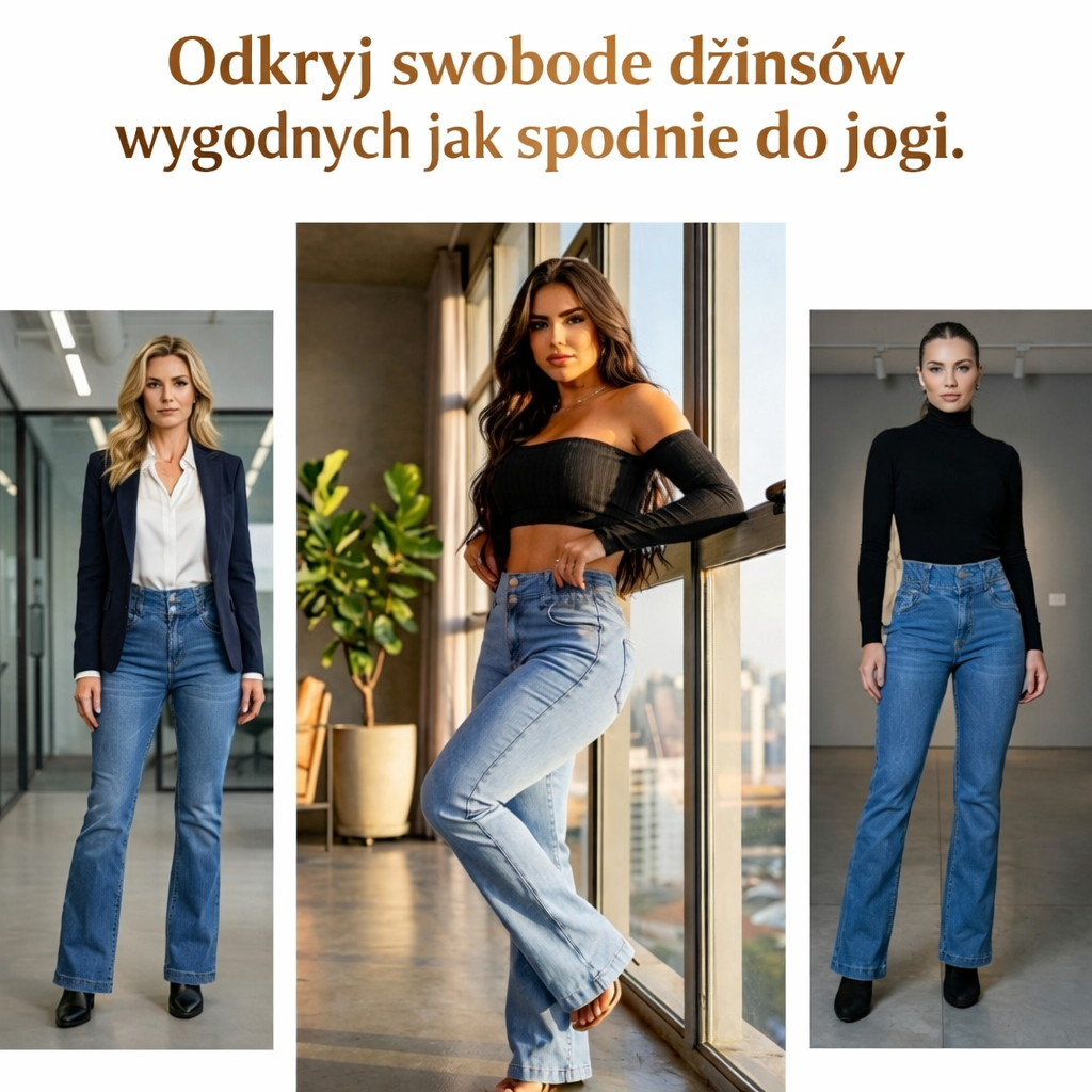 Zusanna |  elastyczne jeansy dzwony z wysokim stanem