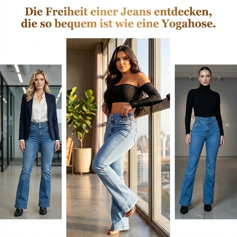 Zusanna |  elastyczne jeansy dzwony z wysokim stanem