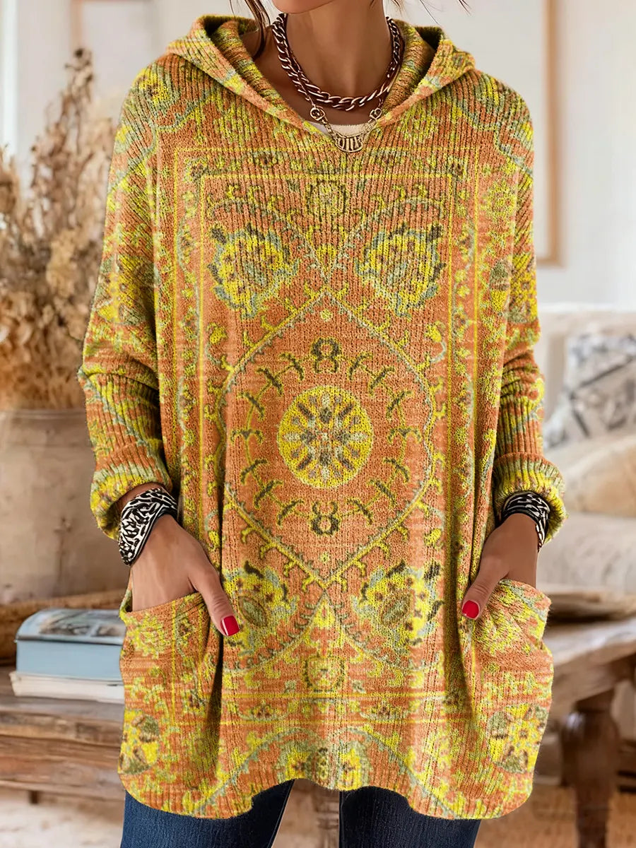 Soraya | Długa Tunika z Kapturem w Stylu Boho