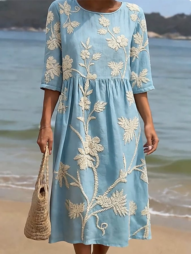 Rachel | Haftowana sukienka vintage z eleganckim kwiatowym wzorem