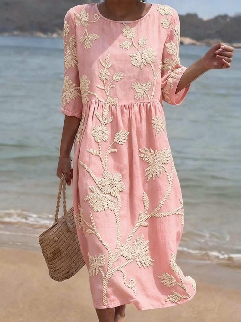 Rachel | Haftowana sukienka vintage z eleganckim kwiatowym wzorem