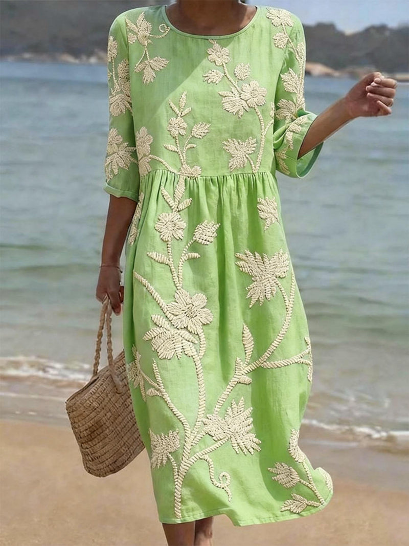 Rachel | Haftowana sukienka vintage z eleganckim kwiatowym wzorem