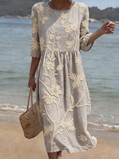 Rachel | Haftowana sukienka vintage z eleganckim kwiatowym wzorem