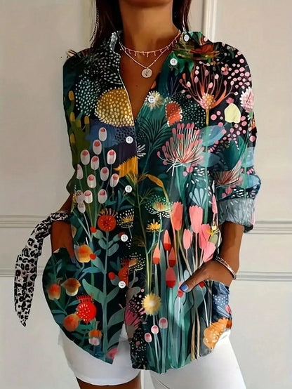 Katarzyna | Elegancka koszula w kolorowe wzory