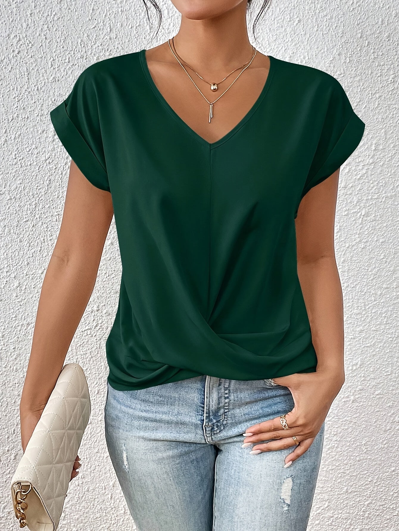 Sorella™ | Klasyczny T-shirt z Dekoltem V
