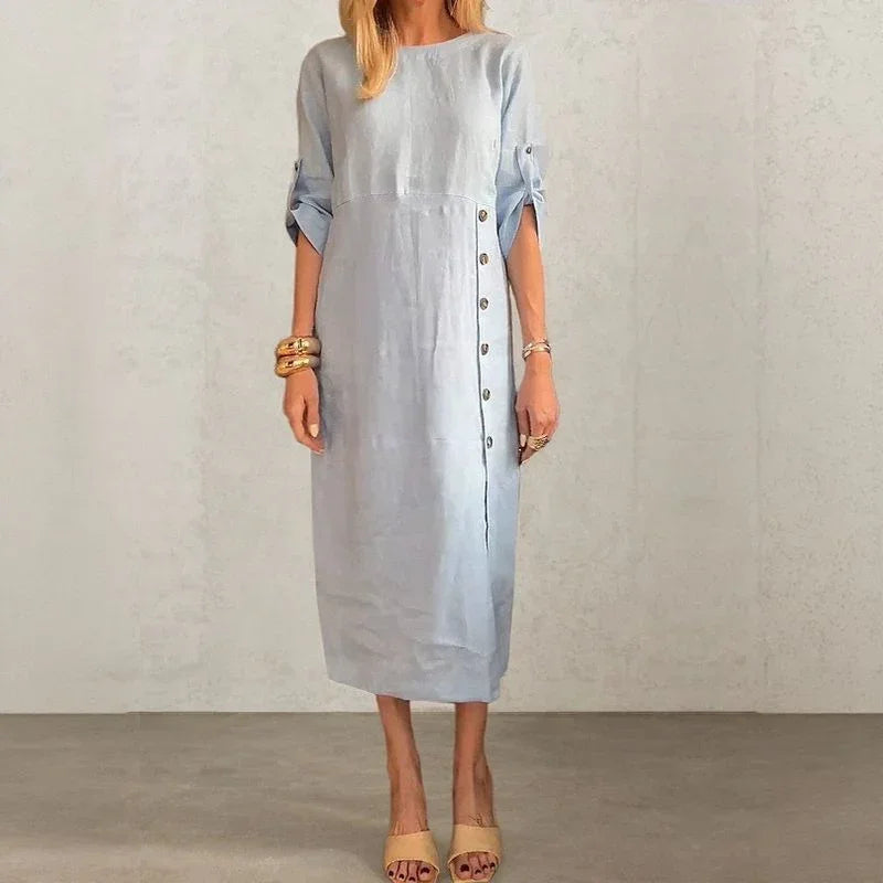 👉 Adelie™ | Elegancka sukienka z bawełny i lnu