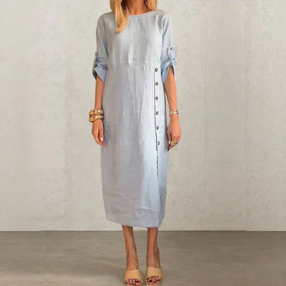 👉 Adelie™ | Elegancka sukienka z bawełny i lnu
