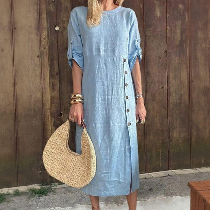 👉 Adelie™ | Elegancka sukienka z bawełny i lnu