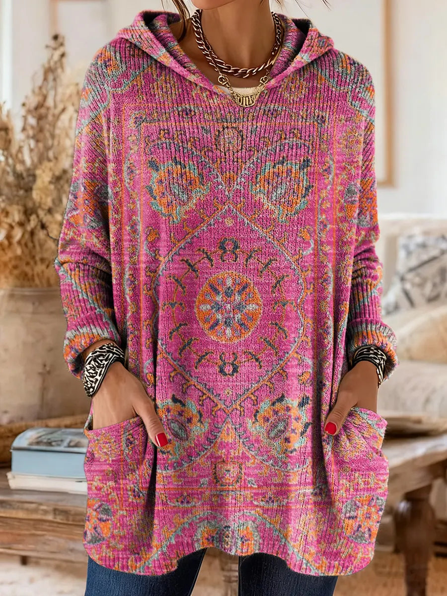 Soraya | Długa Tunika z Kapturem w Stylu Boho
