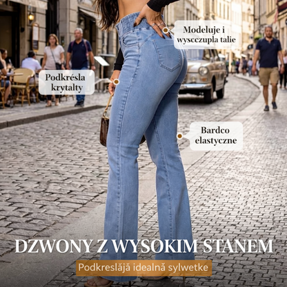 Zusanna |  elastyczne jeansy dzwony z wysokim stanem