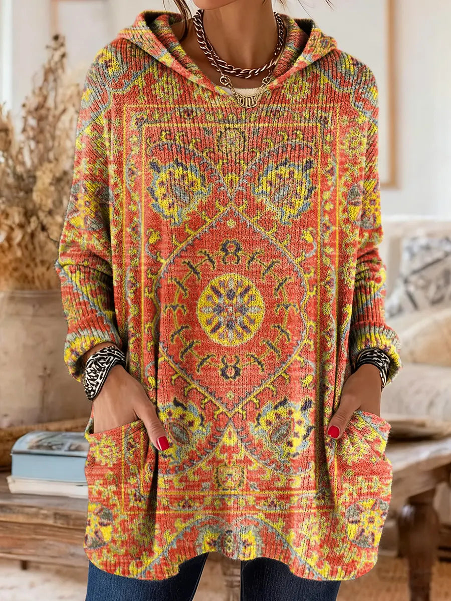 Soraya | Długa Tunika z Kapturem w Stylu Boho