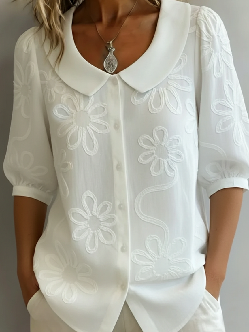 Zofia | Lekka Bluzka Kwiatowa z Naturalną Elegancj