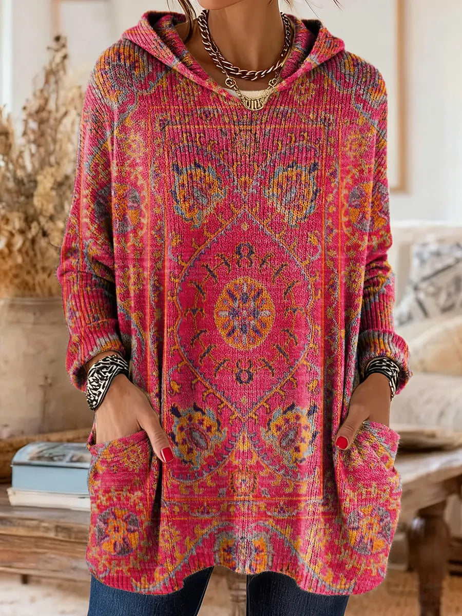 Soraya | Długa Tunika z Kapturem w Stylu Boho