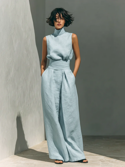 Nuria | Minimalistyczny komplet topów bez rękawów