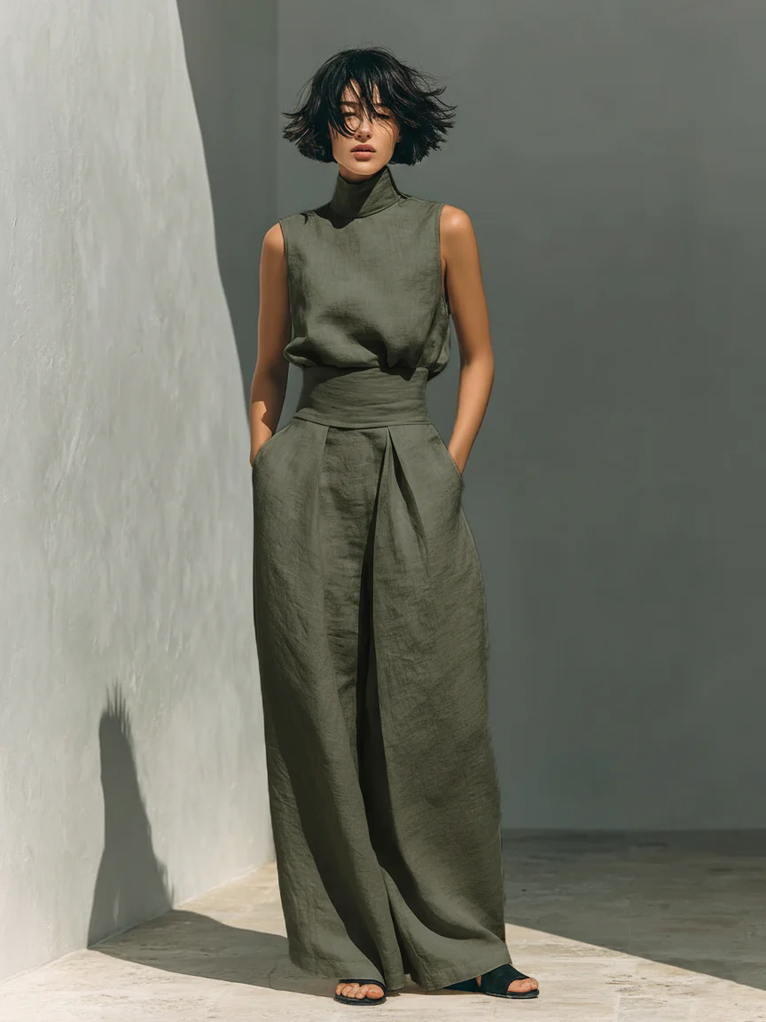 Nuria | Minimalistyczny komplet topów bez rękawów
