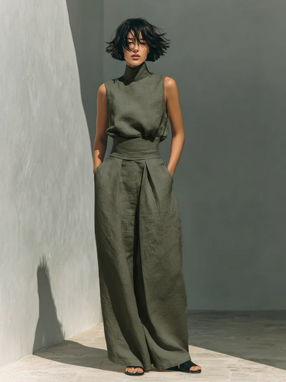 Nuria | Minimalistyczny komplet topów bez rękawów