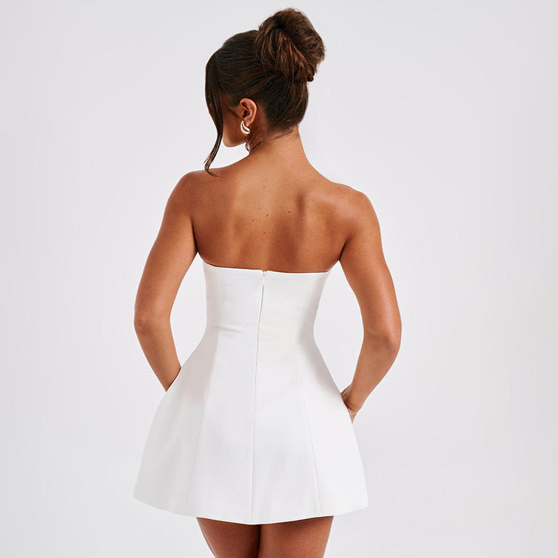 VIRENA | Elegancka sukienka mini bez ramiącze